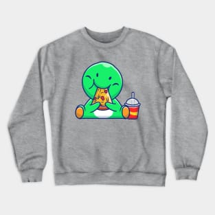 Cute Dinosaur Eating Pizza Cartoon Crewneck Sweatshirt